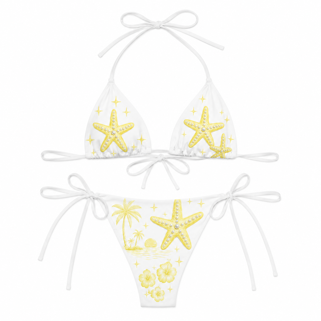 Pink Palm Paradise Lemon Starfish Bikini