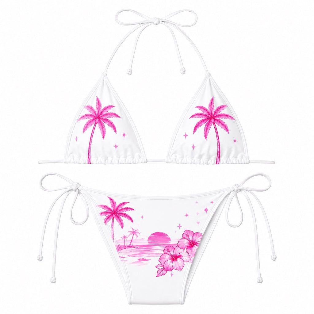 Pink Aloha Palm Two Piece Bikini